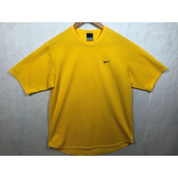 Nike Sphere Dry Shirt Yellow Short Sleeved Cycling Athletic Top Vtg Y2K Men's S - Picture 1 of 5